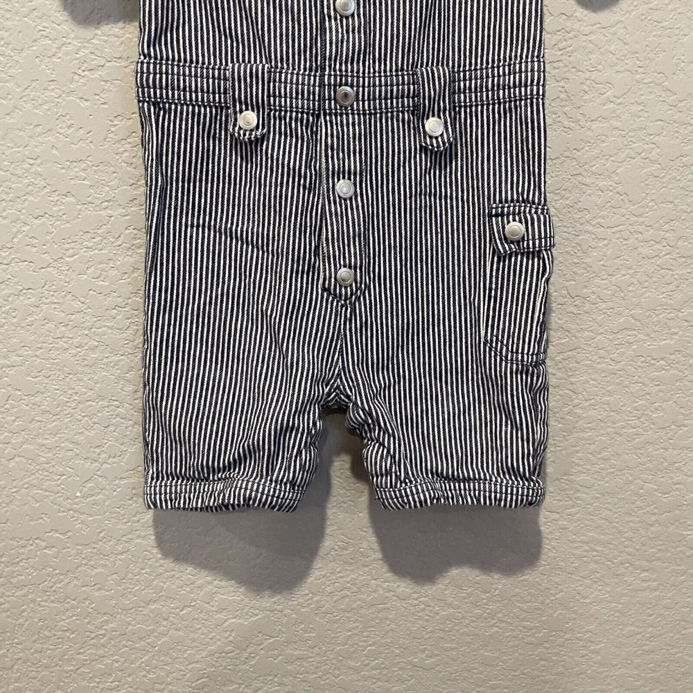 Hanna Andersson Toddler Baby Boy One-Piece BLUE Railroad Stripe Romper 80, 18-24 - Picture 3 of 7